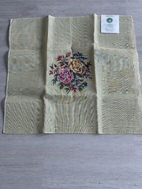 Vintage ZWEIGART Floral Needlepoint Canvas Hand-Worked Grandmillennial 17x11